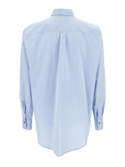 Shop Antonelli Light Blue Shirt With Patch Pocket In Cotton Woman