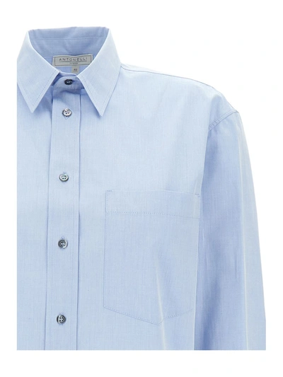 Shop Antonelli Light Blue Shirt With Patch Pocket In Cotton Woman