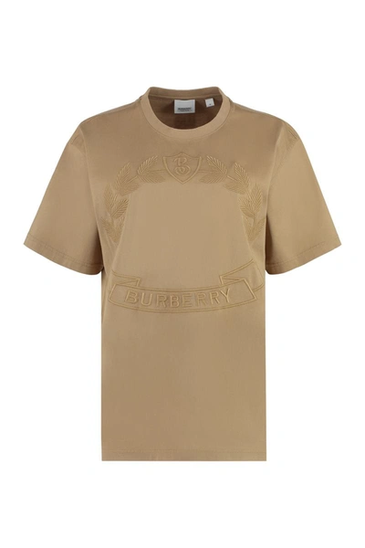 Shop Burberry Cotton Crew-neck T-shirt In Beige