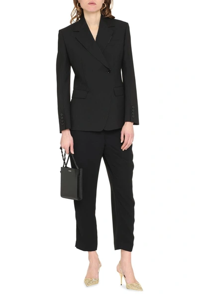 Shop Burberry Double-breasted Wool Blazer In Black