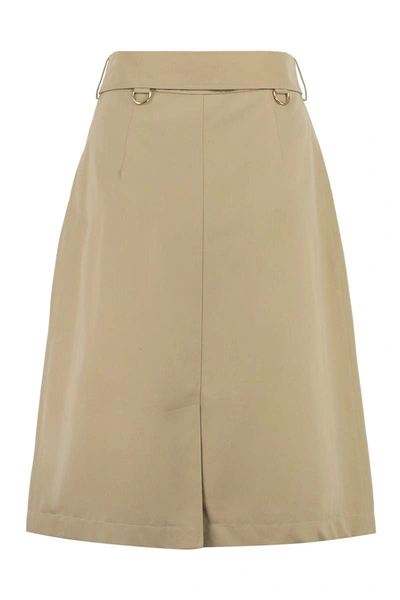 Shop Burberry Gabardine Trench Skirt In Beige