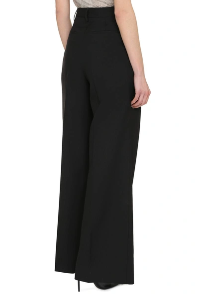 Shop Burberry Wool Trousers In Black