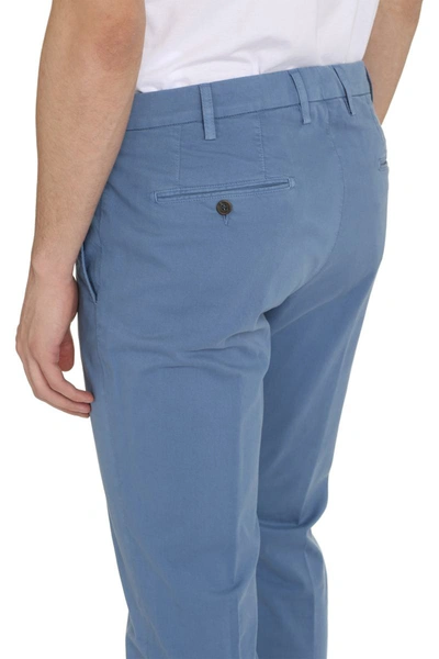 Shop Canali Cotton Chino Trousers In Blue