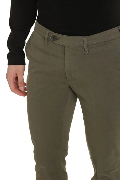 Shop Canali Cotton Chino Trousers In Green