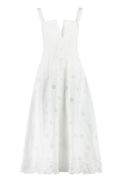 Shop Chloé Poplin Midi Dress In White