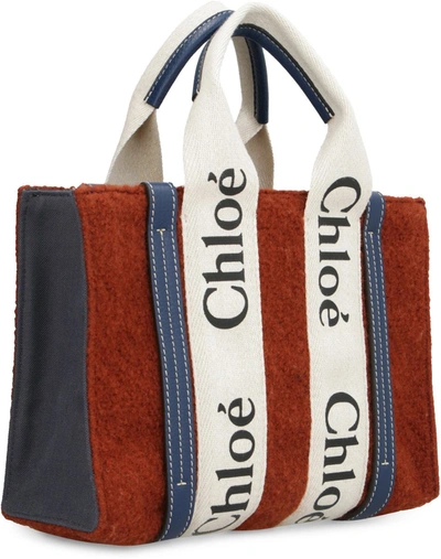 Shop Chloé Woody Small Tote Wool In Red