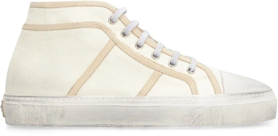 Shop Dolce & Gabbana Canvas Mid-top Sneakers In Ivory