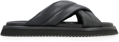 Shop Dolce & Gabbana Eco-leather Slides In Black