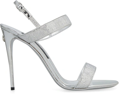 Shop Dolce & Gabbana Kim Dolce&gabbana - Keira Metallic Leather Sandals In Silver