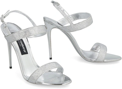 Shop Dolce & Gabbana Kim Dolce&gabbana - Keira Metallic Leather Sandals In Silver
