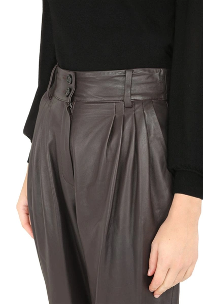 Shop Dolce & Gabbana Leather Pants In Brown