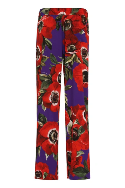 Shop Dolce & Gabbana Printed Silk Pants In Red