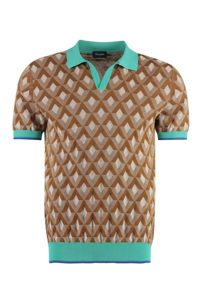Shop Drumohr Cotton Polo Shirt In Brown