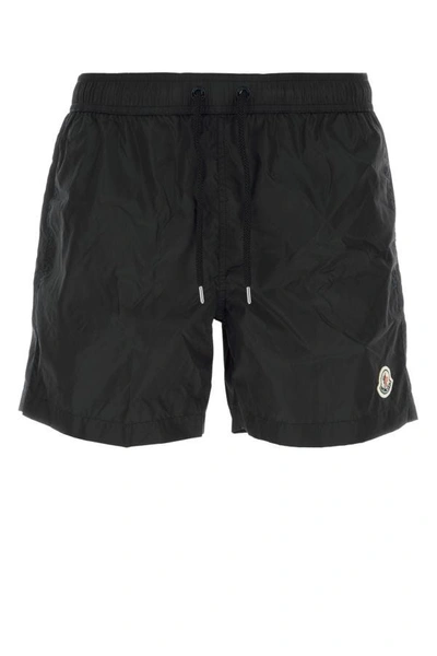 Shop Moncler Man Black Nylon Swimming Shorts