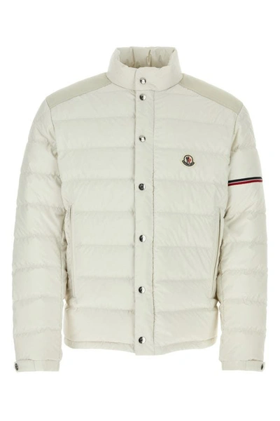 Shop Moncler Man Ivory Polyester Colomb Down Jacket In White
