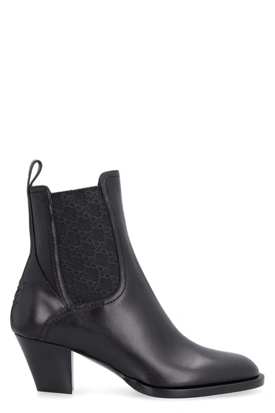 Shop Fendi Leather Ankle Boots In Black