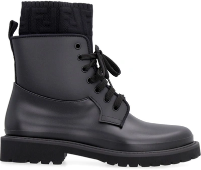 Shop Fendi Rockoko Combat Boots In Black