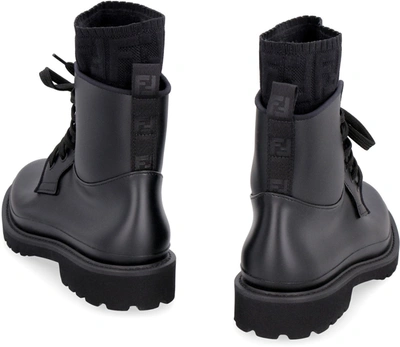 Shop Fendi Rockoko Combat Boots In Black