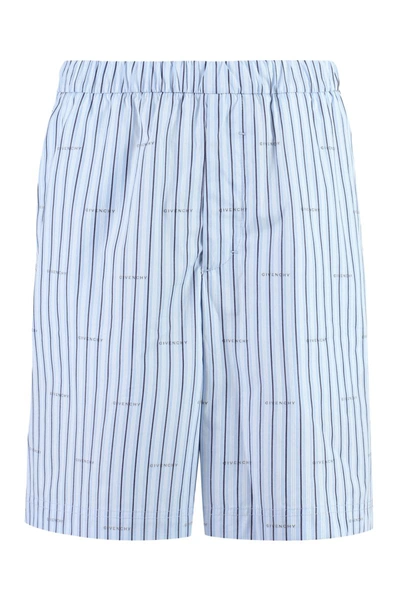 Givenchy Elasticated Cotton Shorts In Blue
