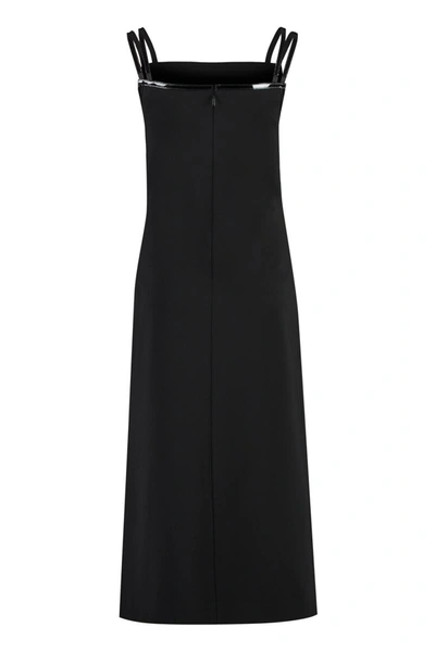 Shop Gucci Midi Dress With Side Slit In Black