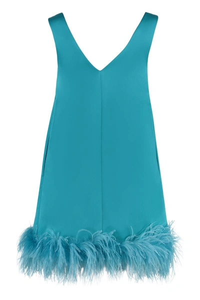 Shop P.a.r.o.s.h . Feather Dress In Turquoise