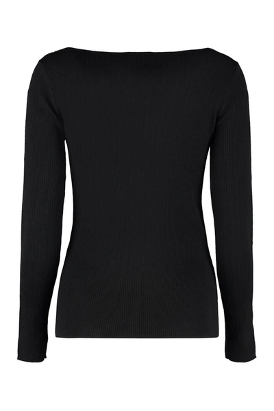 Shop P.a.r.o.s.h . Leila Ribbed Sweater In Black