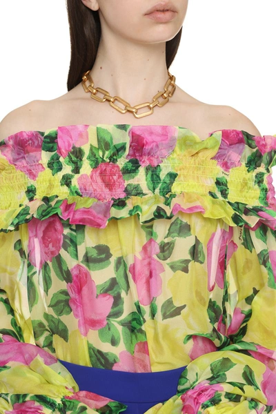 Shop P.a.r.o.s.h . Ruffled Crêpe Blouse In Multicolor