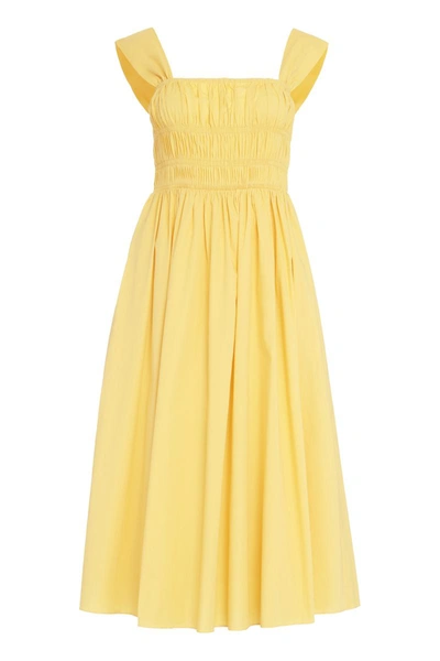 Shop Staud Ida Poplin Midi Dress In Yellow