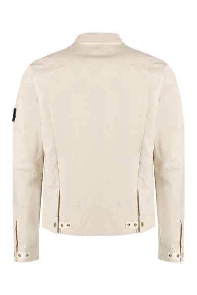 Shop Stone Island Shadow Project Trucker Cotton Overshirt In Ivory