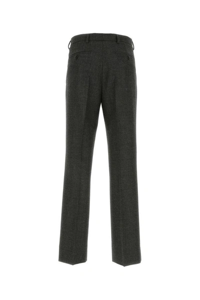 Prada Wool Pant In Dark Grey Blend In Gray