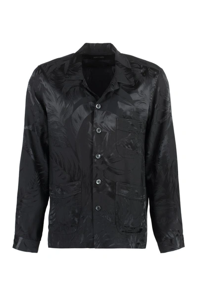 Shop Tom Ford Printed Viscose Shirt In Black