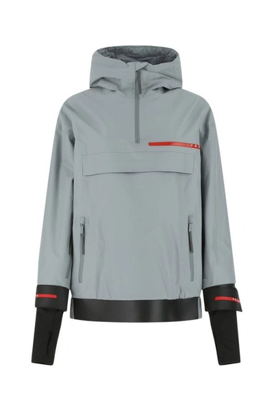 Shop Prada Woman Grey Gore-texâ® Padded Jacket In Gray