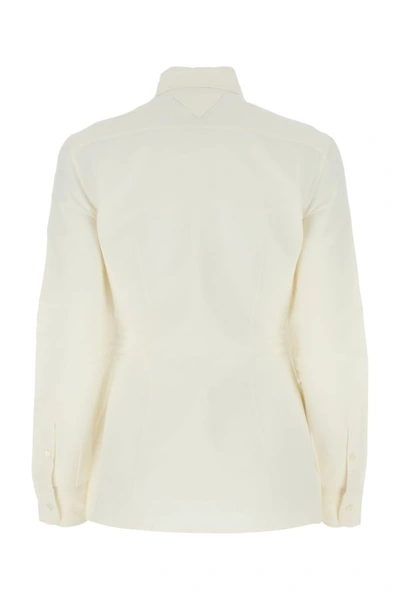 Shop Prada Woman Ivory Paper And Viscose Shirt In White