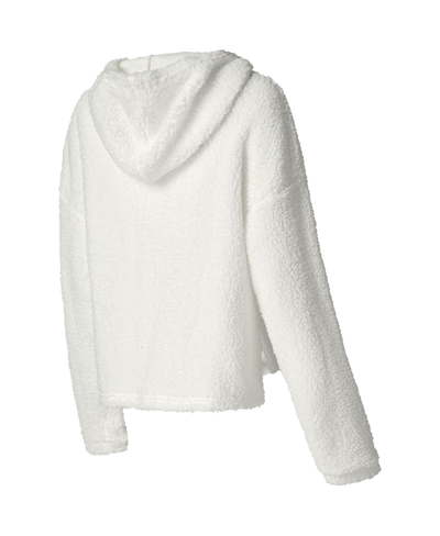 Shop College Concepts Women's  Cream Miami Heat Fluffy Long Sleeve Hoodie T-shirt Shorts Sleep Set