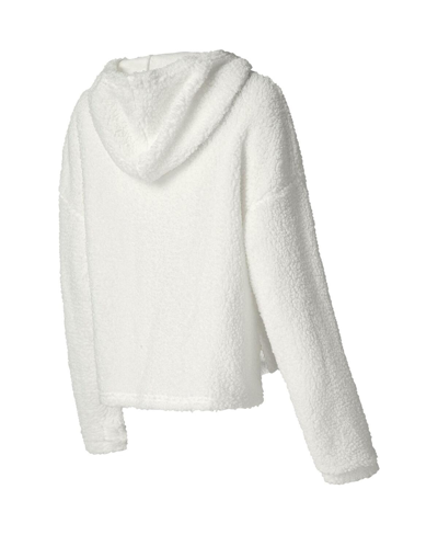 College Concepts Women's  Cream Miami Heat Fluffy Long Sleeve Hoodie T-shirt Shorts Sleep Set In Cream