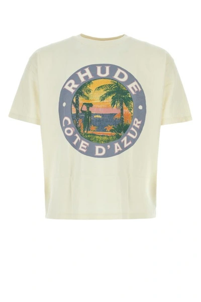 Shop Rhude Man Sand Cotton Lago T-shirt In Brown