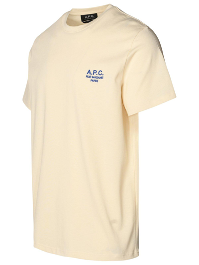Shop Apc Logo Printed Crewneck T-shirt In Taj Blanc Casse/bleu
