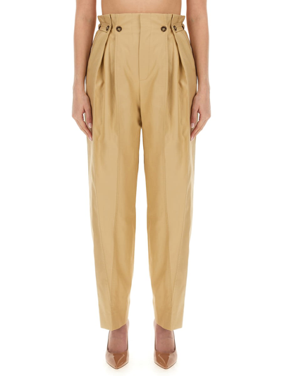 Shop Victoria Beckham Pants Gathered Waist In Honey