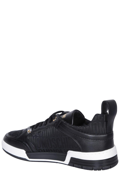 Shop Moschino Logo Jacquard Lace-up Sneakers In Black