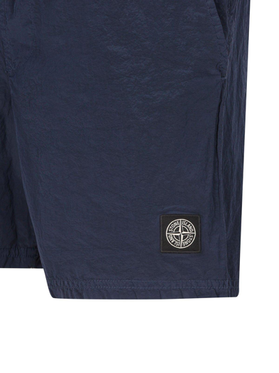 Shop Stone Island Logo Patch Swimming Shorts In Blue