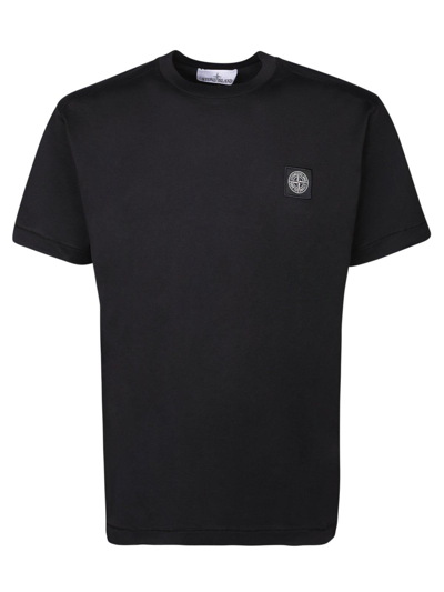 Stone Island Sage Green Cotton Jersey T-shirts In Black