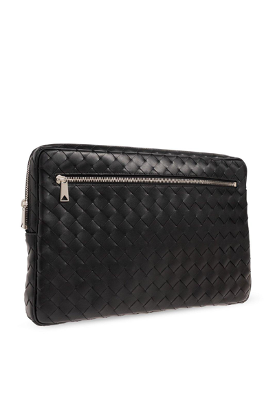 Shop Bottega Veneta Intrecciato Zipped Clutch Bag In Black/silver
