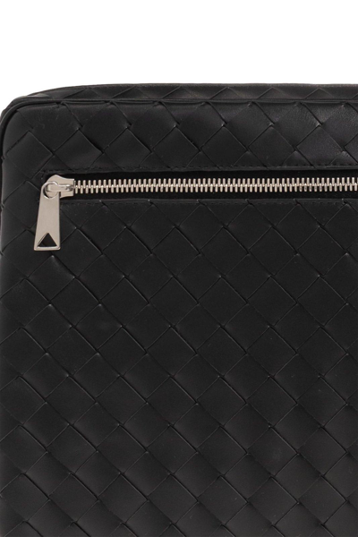 Shop Bottega Veneta Intrecciato Zipped Clutch Bag In Black/silver