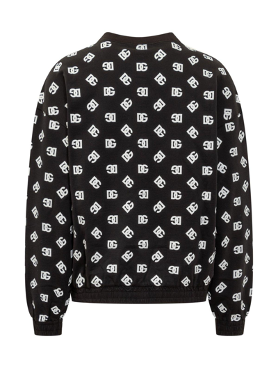 Shop Dolce & Gabbana Dg Monogram Printed Crewneck Sweatshirt In Black/white