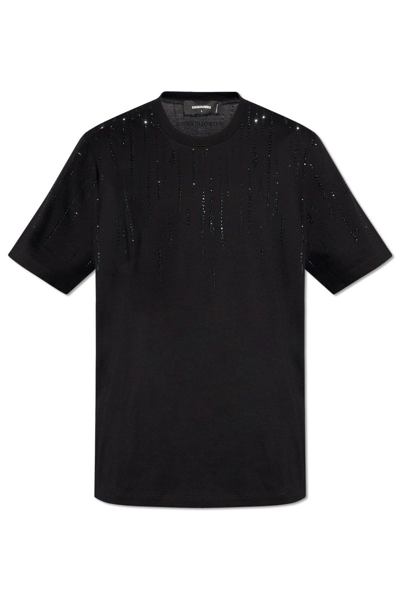 Shop Dsquared2 Embellished Crewneck T-shirt In Black