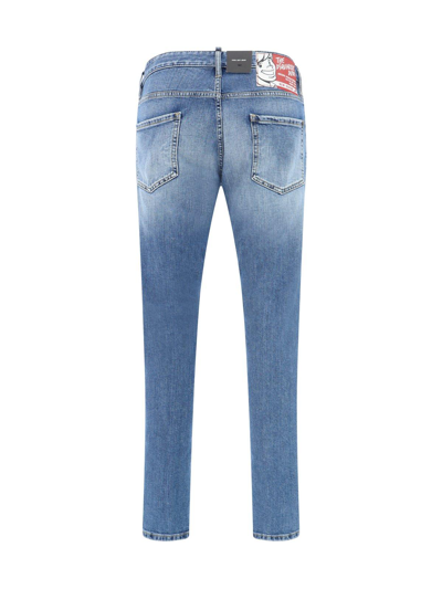 Shop Dsquared2 Straight-leg Distressed Jeans In Navy Blue