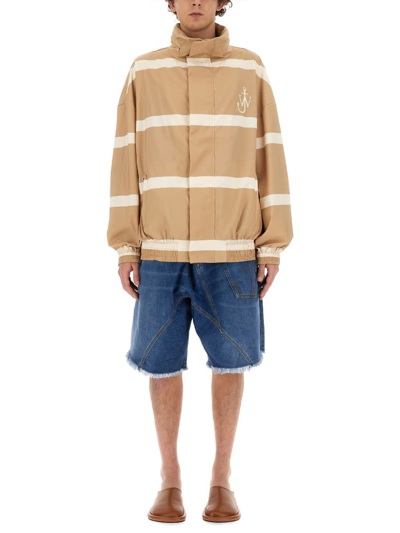 Shop Jw Anderson Jacket With Logo In Neutrals/white