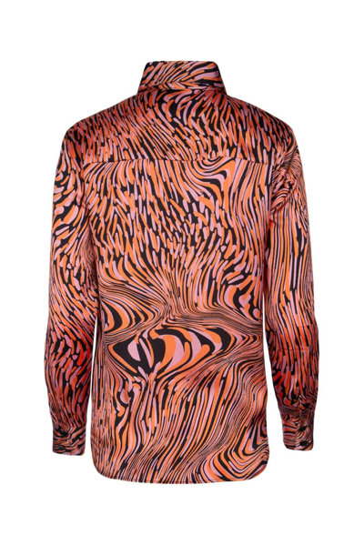 Shop Pinko Printed Long-sleeved Shirt In Nero/rosa/arancio