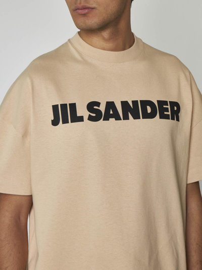 Shop Jil Sander Logo Cotton T-shirt In Beige
