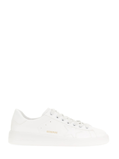 Shop Golden Goose Purestar Sneaker With Logo In Optic White